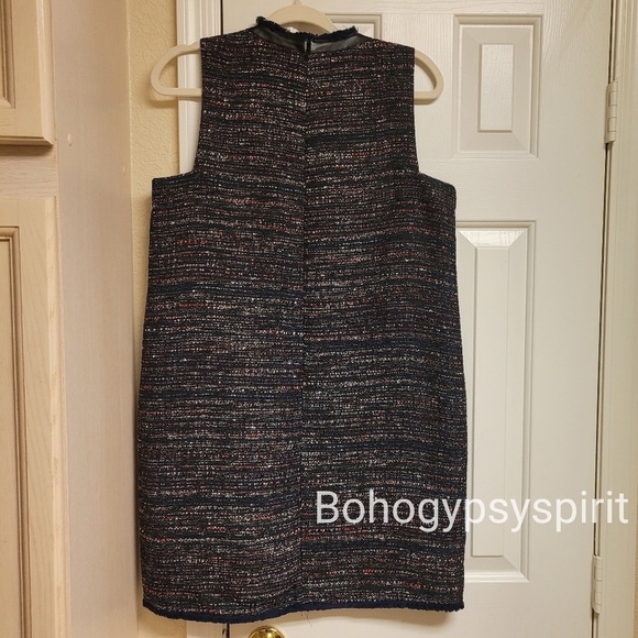 NWT $149 Faux Leather Trim Tweed Sheath Shift Dress - Picture 17 of 17